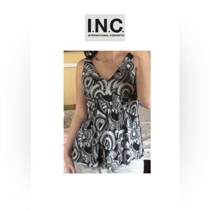 INC International ConceptsY2K  Black and Grey Peplum Blouse SP